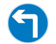 Road which should be followed (left turn)