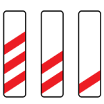 Each diagonal line represents 1/3 of the distance from the point of the first warning to the junction. (3 diagonal lines) Junction 300 meters ahead (2 diagonal lines) Junction 200 meters ahead (1 diagonal lines) Junction 100 meters ahead