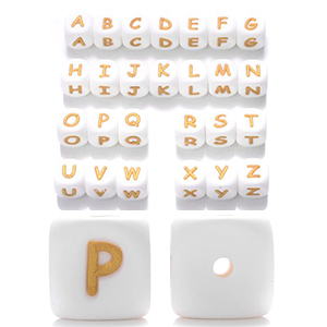 Acrylic White and Gold Alphabet Beads - 260 Beads - 10 of Each Letter