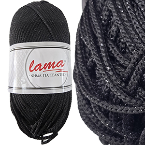 CH44941 Lama Lurex metal color yarn ,For Handbags 200gr/160Meters/ Black  Glitter,Col 520 Polyester ,Material 100% Polyester,Kneeting Accessories,Crhochet  Needles 5-6 (2 5) () - Suzukyoto