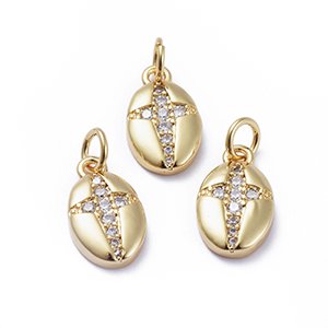 Fish Hook Pendant (Stoned) - 14K White Gold / 27mm (Small 1.5mm stones) /  Sapphire